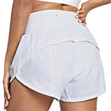 GYM RAINBOW Womens High Waisted Athletic Shorts Lightweight Quick Dry Workout Gym Running Shorts with Pockets(#1 White,Small)