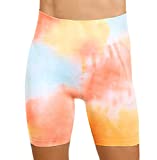 MAXXIM Womens Tie Dye Butt Lifting High Waisted Seamless Bike Shorts for Gym Exercise Workout Yoga Running Orange Sunrise Medium