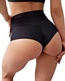 BZB Women's High Waist Yoga Shorts Gym Workout Booty Dance Hot Pants Athletic Butt Lifting Sports Leggings (Black,Small)