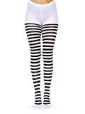 Leg Avenue Women's Nylon Striped Tights, Black/White, 3X