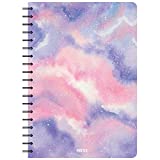 Siixu Spiral Notebook/Journal/Diary, B5 Composition Coil Daily, College Ruled Paper, Astronomy Note Book for School/Office, Unique Pretty Design, 136 Pages, Pink, Star Rover