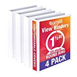 Samsill Economy 1.5 Inch 3 Ring Binder, Made in the USA, Round Ring Binder, Non-Stick Customizable Cover, White, 4 Pack (MP48557)