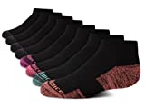 New Balance Girls Athletic Socks  Cushion Quarter Cut Ankle Socks (8 Pack), Size Medium, Solid Black