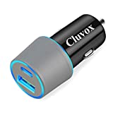 Dual USB Car Charger Adapter, Cluvox 20W Fast Charge Car Charger Compatible for iPhone 13/12/11/Pro/MAX/XS/XR/8/SE 2020/iPad 8th/Pro/Air 4/Mini, Google Pixel 5/4/3a XL, Samsung Cigarette USB Charger