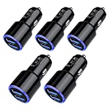 Car Charger Adapter, 5Pack 4.8A Dual Port Fast Charge Car Phone Charger USB Lighter Plug Cigarette Charger for iPhone 13 12 11 Pro Max SE XR XS X 8 7 6 6S,Samsung Galaxy S22 S21 S20 S10 S9 S8 A12 A32