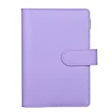 HAUTOCO A6 PU Leather Notebook Binder Refillable 6 Ring Binder for A6 Filler Paper and Cash Budget Envelopes, Loose Leaf Personal Planner Binder Cover w/ Magnetic Buckle, Purple