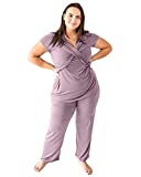 Kindred Bravely Davy Ultra Soft Maternity & Nursing Pajamas Sleepwear Set (Dusty Mauve, Small)