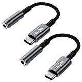 USB C to 3.5mm Female Headphone Jack Adapter(2 Packs),LERTOSEN USB Type C to Aux Audio Dongle Cable Cord Hi-Fi DAC Chip for Samsung Galaxy S22 S21 S20 Ultra S20+ Note 20 10,Pixel 6 5 4 3 2 XL,iPad Pro