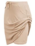 JACK SMITH Women's Athletic Skort Drawstring Waist Stretchy Knitting Skirts with Pockets(L,Apricot)