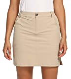 CQC Women's Athletic Skort UPF 50+ Golf Tennis Sports Casual Skirt with Zip Pockets Khaki M