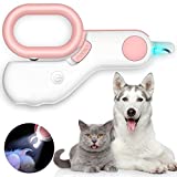 Tclouda Dog/Cat Nail Trimmers,Nail Clippers for Small Animals,LED Light Can Avoid Excessive Cutting,Suits for Dogs,Cats,Puppies,Kittens,Birds,Hedgehogs,Ferrets, Rabbits,Hamsters,with The Battery,Pink