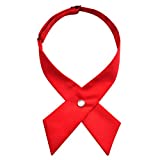 Solid Criss-cross Bow Ties for School Uniform Pre Tied Bowties, Red