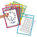 EAI Education SmartPAL Dry Erase Sleeves | Unique Top and Side Opening Pockets with Nameplate for Students, Fluorescent, 10 x 14 in (10-Pack)