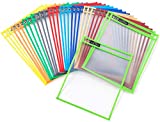 Dry Erase Pockets - Size 10 X 13 Inches Classroom, Teacher Supplies - Pack of 30 Sheet Protectors with Different Colors - Reusable for School or Work