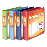 Cardinal 3 Ring Binders, 1.5 Inch, Round Rings, Holds 350 Sheets, ClearVue Presentation View, Non-Stick, Assorted Colors, 4 Pack (79550)