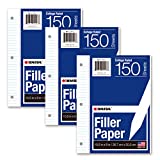 Kaisa Loose Leaf Paper Filler Paper 8x10.5 inches, College Ruled, 3-Hole Punched for 3-Ring Binder, 150 Sheets/Pack (3 Pack) F15001C