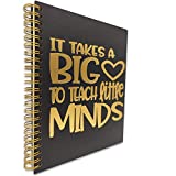 akeke It Takes A Big Heart To Help Shape Little Minds Motivational Inspirational Spiral Notebook/Journal, Gold Foil Words, Gold Wire-o Spiral, Diary Book Gift for Teacher