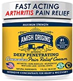 Arthritis Pain Relief Cream, Amish Origins Maximum Strength Deep Penetrating Relieving for Aches, Neuropathy, Joint, Muscle, Back, Knee, Feet, Hand, Ankle, Restless Legs, Shoulder