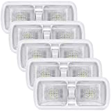 Miady 12V RV Interior Lights 750 Lumen, RV LED Ceiling Double Dome Light with Switch for Car/RV/Trailer/Camper/Boat, Natural White 4000-4500K, 60X2835SMD, Pack of 5