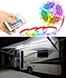 Seagenck RV Led Awning Party Light, Led Awning Strip Light for Camper Motorhome Travel Trailer Concession Stands Food Trucks, Light Up Canopy Area for BBQ Play Cards, 5m(16.4ft), Dc 12v, RGB