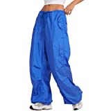 Amiblvowa Y2k Pants Baggy Cargo Joggers Pants for Women Parachute Pants Drwastring Low Waist Harajuku Hippie Trousers (Blue Baggy Pants, S)