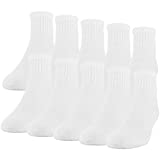 Gildan Men's Active Cotton Ankle Socks, 10-Pairs, White, Shoe Size: 6-12