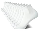 AND1 Men's Socks - Athletic Cushion Quarter Cut Ankle Socks (12 Pack), Size 6-12.5, White