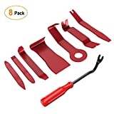 GOOACC 8PCS Auto Trim Removal Tool Kit No-Scratch Pry Tool Kit for Car Audio Dash Door Panel Window Molding Fastener Remover Tool Kit-Red