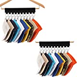 HINSOCHA 2 Pack Hat Organizer Hangers for Closet, Hat Rack for Baseball Caps, Cap Holder with 10 Large Clips (Black)