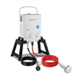 Camplux 1.32 GPM Outdoor Portable Propane Gas Camping Tankless Water Heater w/Freestanding Stand and Carry Bag
