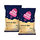 Korean Tteokbokki Pink Rocket Carbonara Rice Cake, Pack of 2 (4 Servings), Korean Street Foods (Carbonara)