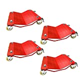 RYFT Car Dollies Heavy Duty Tire Car Skates Wheel Car Vehicle Car Moving Dolly with Brakes 6000lbs Capacity, Red, Set of 4