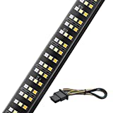 MICTUNING 60 inches Triple 504 LEDs Tailgate Strip Light Waterproof with 4-Way Flat Connector Wire - 5 Functions Solid Amber Turn Signal, Red Brake Running, White Reverse Lights