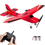 HAWK'S Work 2 CH RC Airplane, RC Plane Ready to Fly, 2.4GHz Remote Control Airplane, Easy to Fly RC Glider for Kids & Beginners (Red)