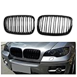 X5 E70 Grill, Front Kidney Grille Compatible with 2007-2014 BMW X5 E70 X6 E71 X5M X6M (Glossy Black)