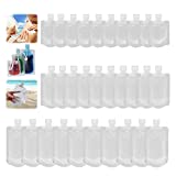 30 Pieces Portable Travel Fluid Makeup Packing Bag, Leak Proof Refillable Empty Squeeze Pouch, Transparent Clamshell Packaging Bag Plastic Stand Up Spout Pouch for Toiletry Lotion Shampoo Liquids