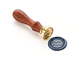 VOOSEYHOME Horoscope Aquarius Sign of Zodiac Wax Seal Stamp with Rosewood Handle, Decorating on Gift Packings Invitations Envelopes Letters Cards Books Parcels for Birthday Themed Parties Signatures