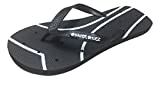 Shower Shoez Women's Non-Slip Pool Dorm Water Sandals Flip Flops (7-8, Black/White)