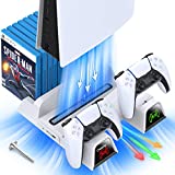 OIVO PS5 Stand Suction Cooling Station with AC AdapterPS5 Controller Charging Station for Playstation 5 Console, PS5 Cooling Fan Stand, PS5 Controller Charger Accessories, 12 Slots, Headset Holder