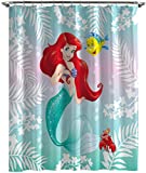 Jay Franco Disney The Little Mermaid Ariel & Flounder Shower Curtain & Easy Care Fabric Kids Bath Curtain (Official Disney Product)