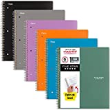 Five Star Spiral Notebooks, 6 Pack, 1-Subject, Graph Ruled Paper, 11" x 8-1/2", 100 Sheets, Assorted Colors Will Vary (73549)