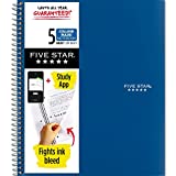 Five Star Spiral Notebook + Study App, 5 Subject, College Ruled Paper, 200 Sheets, 11" x 8-1/2", Pacific Blue, 1 Count (73635)