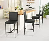 Counter Height Barstools Set of 4, Height Modern Industrial Bar Stools with Black Metal Legs and Backrest for Indoor & Outdoor, Pub, Kitchen(Set of 4)