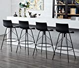 Awonde Swivel Barstools with Backs Plastic Bar Height Bar Stools Set of 4 with Metal Legs 30" Black