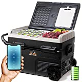 Portable 12Volt Car Refrigerator Camping Fridge and Freezer, Electric cooler with Wheels,Dual-zone, App Control, LG Compressor,Solar Powered Battery Operated or plug-in Cooler 12v/24V DC 100-240V AC