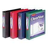 Cardinal 1.5 Inch 3 Ring Binder, D Ring, Assorted, Black, Red, Blue, Green 4 Pack, Holds 375 Sheets (29300)