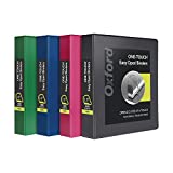 Oxford 3 Ring Binders, 1.5 Inch ONE-Touch Easy Open D Rings, View Binder Covers, Durable Hinge, Non-Stick, PVC-Free, Assorted Colors, 4 Pack (79907)