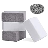 Grill Cleaning Brick Block, Grill Brick for Flat Top Grills and Griddles, Non-Toxic Odorless Grill Stones Cleaner-Remove Greases Stains Residues Dirt (4 Pack,White+Gray)