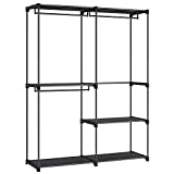 SONGMICS Clothes Rack, Portable Closet, Garment Rack, Clothes Wardrobe with 3 Hanging Rods and Shelves, 16.9 x 54.3 x 71.7 Inches, Spacious for Bedroom, Living Room, Laundry Room, Black URYG025B02