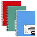 Mead 06780 Spiral Bound Notebook, Perforated, College Rule, 11 x 8, White, 200 Sheets